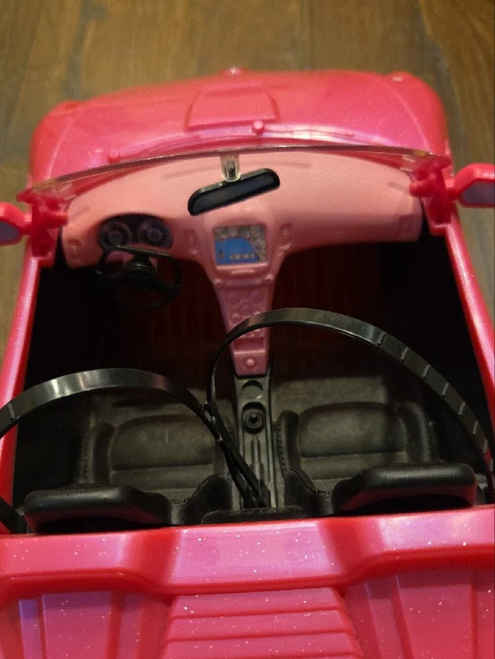 Barbie Hot Pink Convertible Toy Car with Black Seats